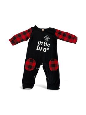 Little Bro Black and Red Plaid Kids One Piece